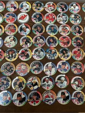 Lot of Vintage NHL Hockey Pogs / Round Player Tokens - Multicolor